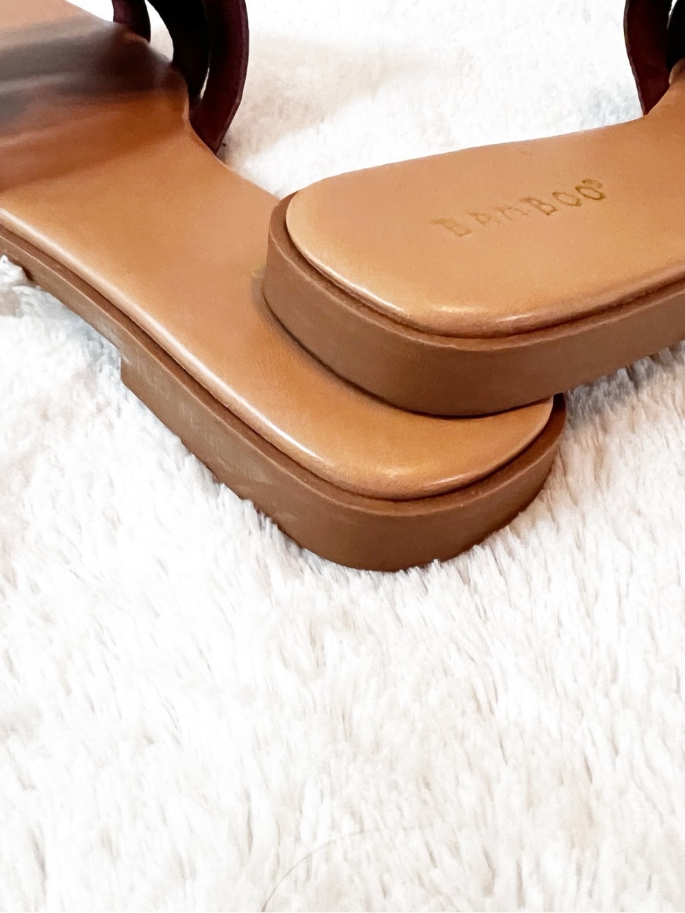 BAMBOO Tan/Brown Slide Mules with Cutout Strap - Picture 3 of 6